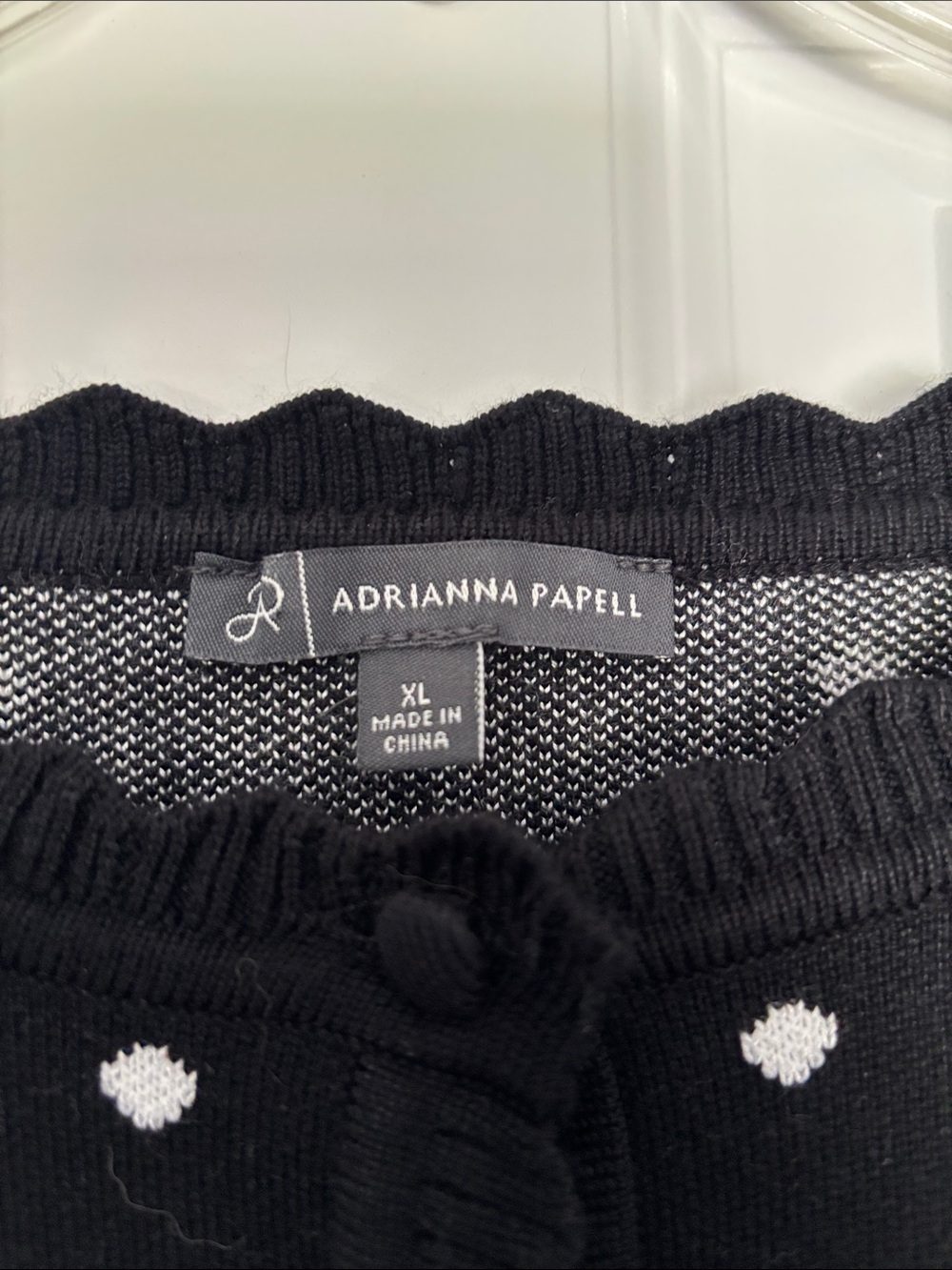 Adrianna Papell Black Cardigan with White Dot Accents - Picture 2 of 3